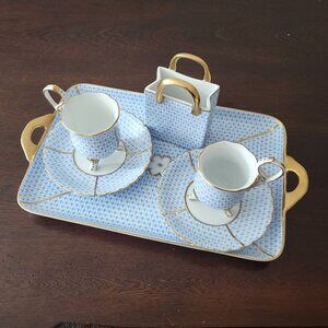 RARE Vintage never used ROYAL DANUBE BLUE tea/coffee set fine porcelain JAPAN